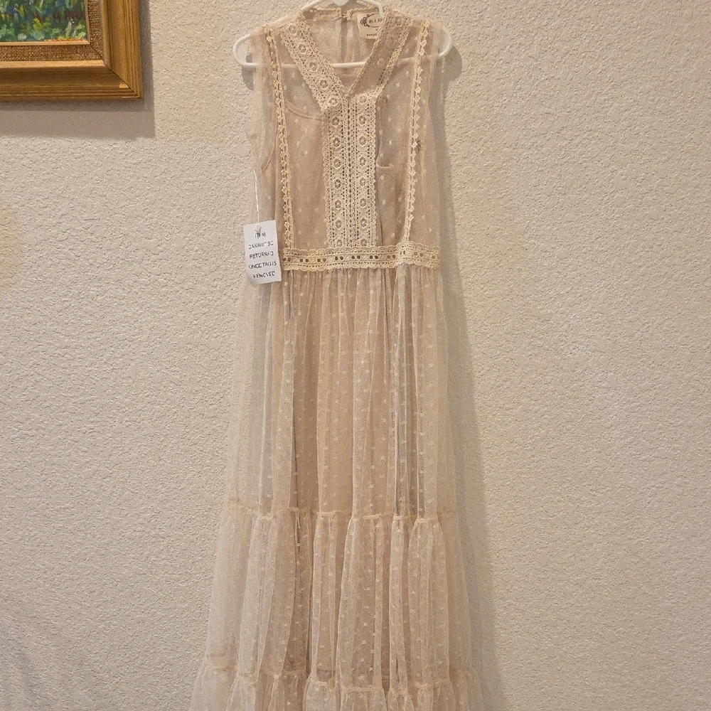 New Joyfolie Gorgeous Formal Kids Cream Lace Maxi Dress. - Picture 3 of 10